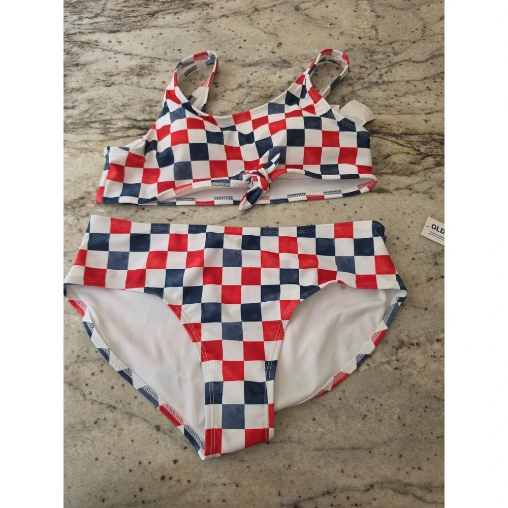 Old Navy red white blue checkered Bikini youth xxl nwt